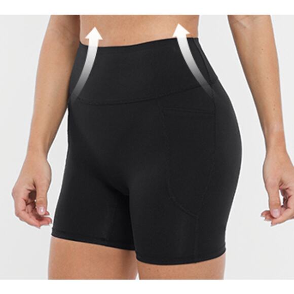 NEW BRXL Women's No Front Seam High Waist 5" Biker Shorts Large Black High Rise - Picture 2 of 11